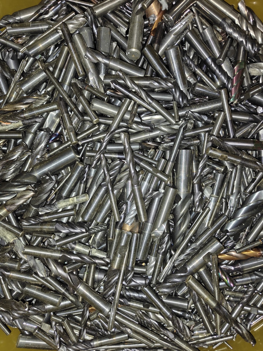 Bucket of carbide drills endmills scrap